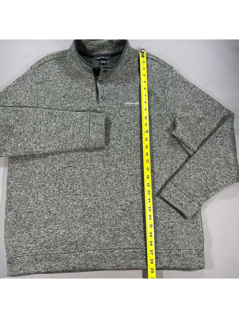 Eddie Bauer Men’s 1/4 Snap Fleece Pullover Sweater Sz XL Polyester Grey
